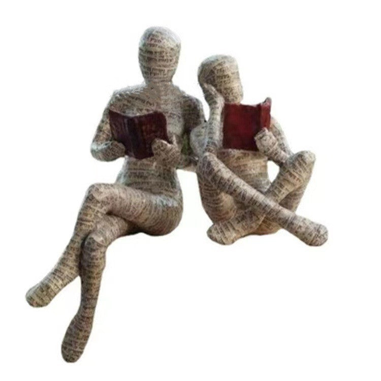 Lezende Vrouw Handgemaakte Figurine Boekensteunen