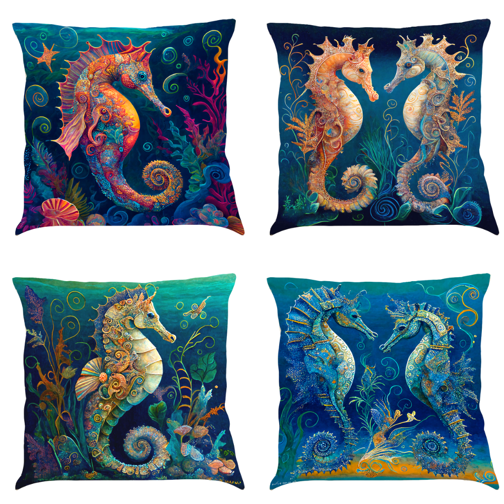 Sea Horse Art Cushion Covers