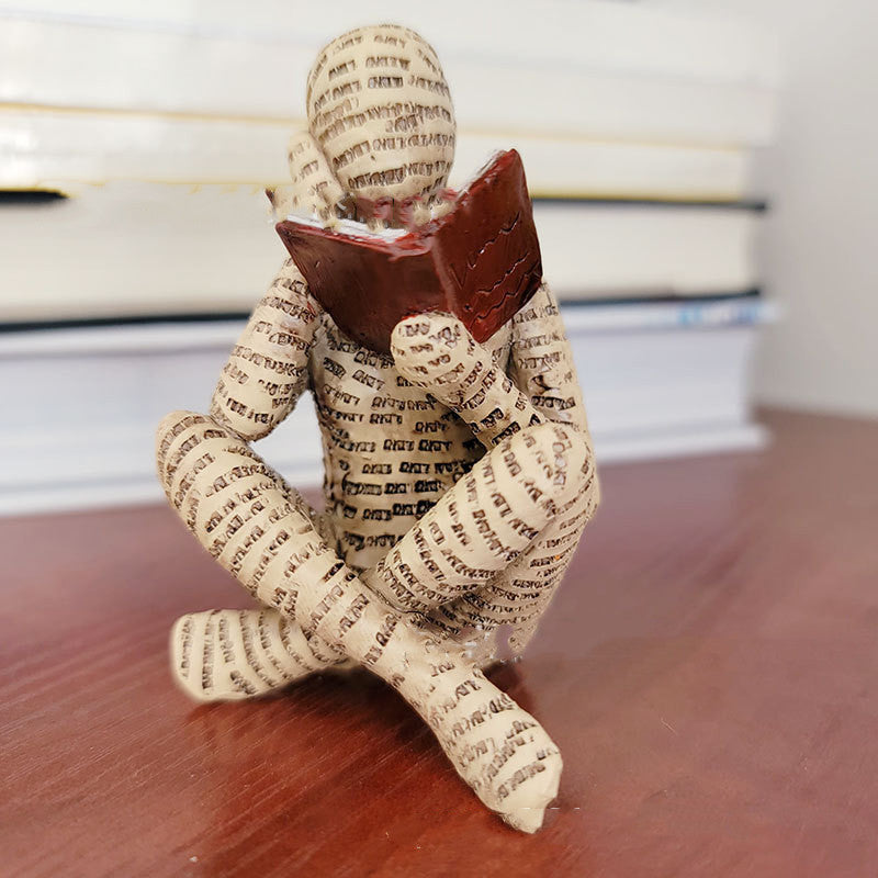 Lezende Vrouw Handgemaakte Figurine Boekensteunen